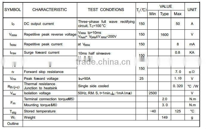 three phase rectifier bridge module