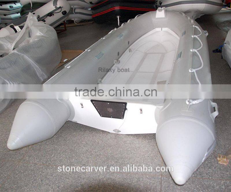 RILAXY Inshore & lake Chinese manufacturer oriented cheap small inflatable center steering console fishing boat for sale