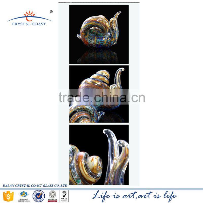 snails shaped glass animal figurines for display showcase,china art and craft supplies