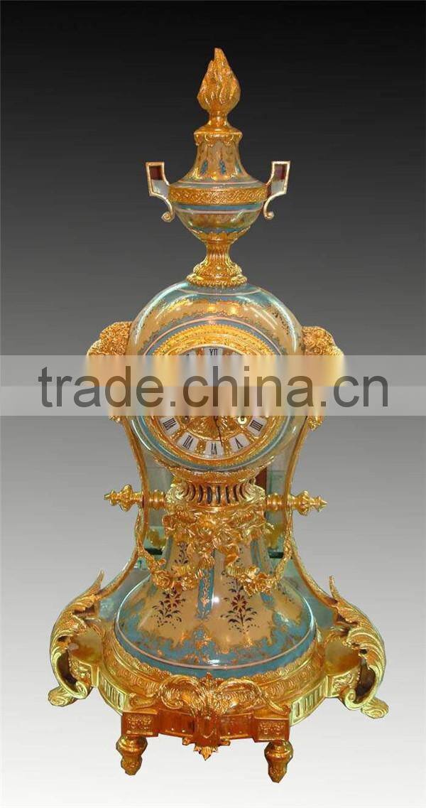 Royal Crown Prize Cup Ceramic/Porcelain Enamel Clock, Elegant Trophy Cup Table Clock, Flower Hand Painting Design