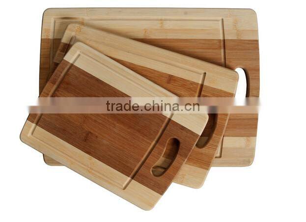 3-Piece Bamboo Cutting Board Set with juice groove and handle