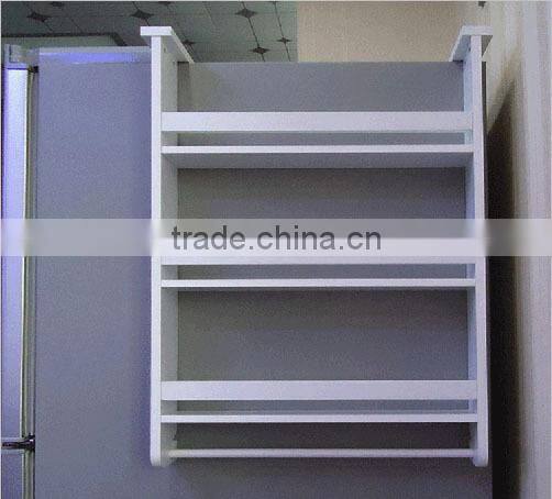 Wooden Storage Shelf Beside Fridge White Kitchen Assemble Shelf