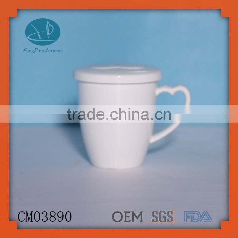 promotional mug creative ceramic mug,White ceramic porcelain tumbler beaker shaving mug with handle