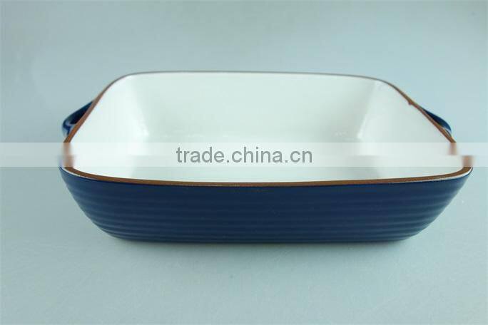 Colorful cute ceramic bakingdish rectangular baking dishes stoneware bakeware with handles