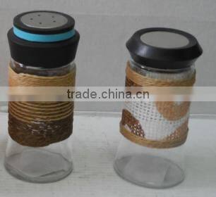 2016 hot selling glass seasoning pot with braid sleeve