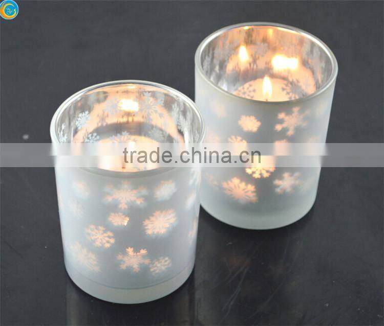 snowflake frost glass candle jars