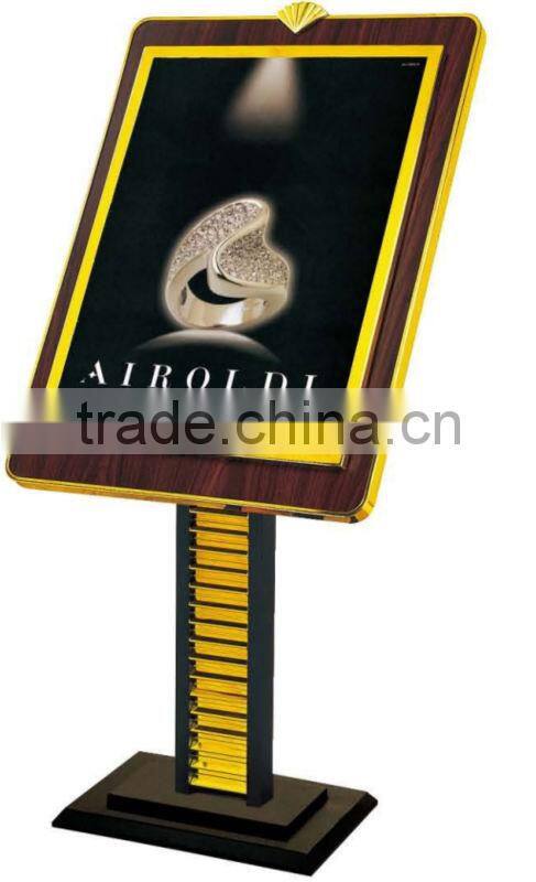 Newest design hotel poster display/ Attractive design stainless steel shop signboard/ Free standing magazine Stand P-42