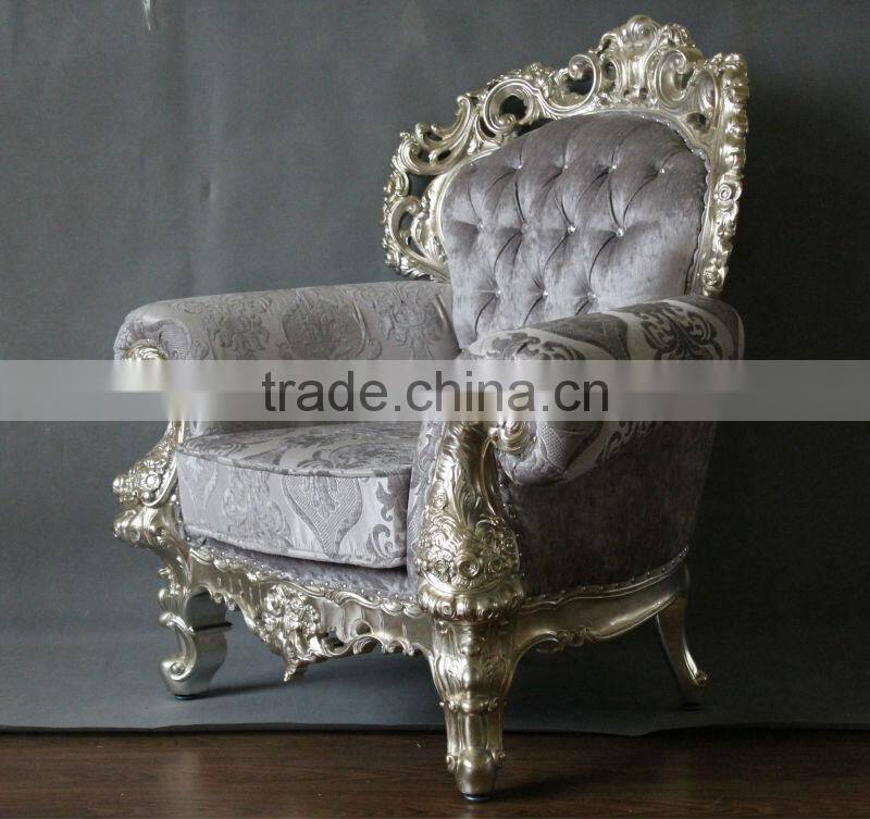 Silver leaf European style classical sofa