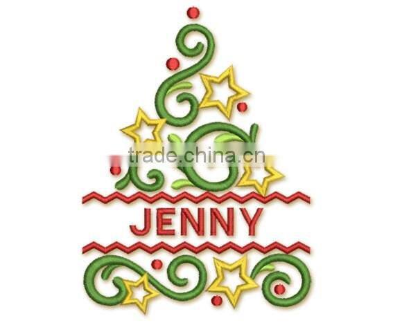 Christmas Tree Machine Embroidery Design Beautiful Elegant Font Frame