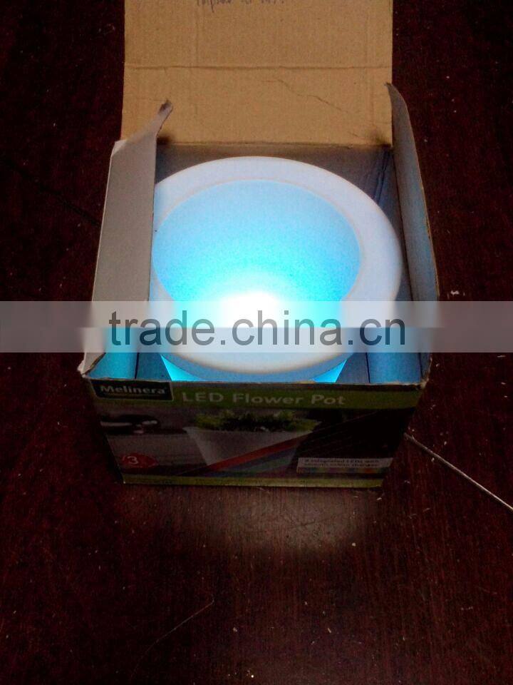 cheap home decoration plastic PE solar led light garden flower pot