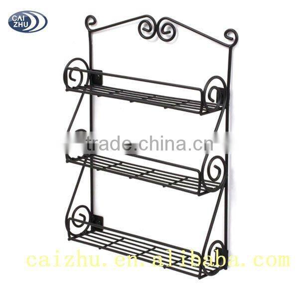3 Tiers Metal Scroll Wall Mount Spice Rack
