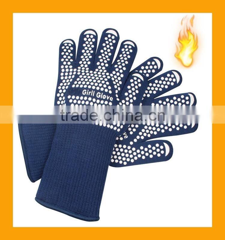 EN407 Certified Heat Resistant Barbecue Gloves, Silicone Printed Grill Gloves