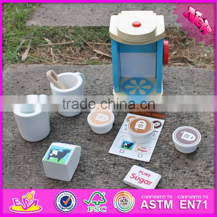 2016 new design simulation home play mini wooden kids coffee maker W10D147