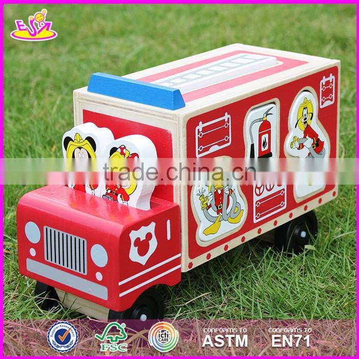 2017 New design cartoon wooden car toys for kids W04A287