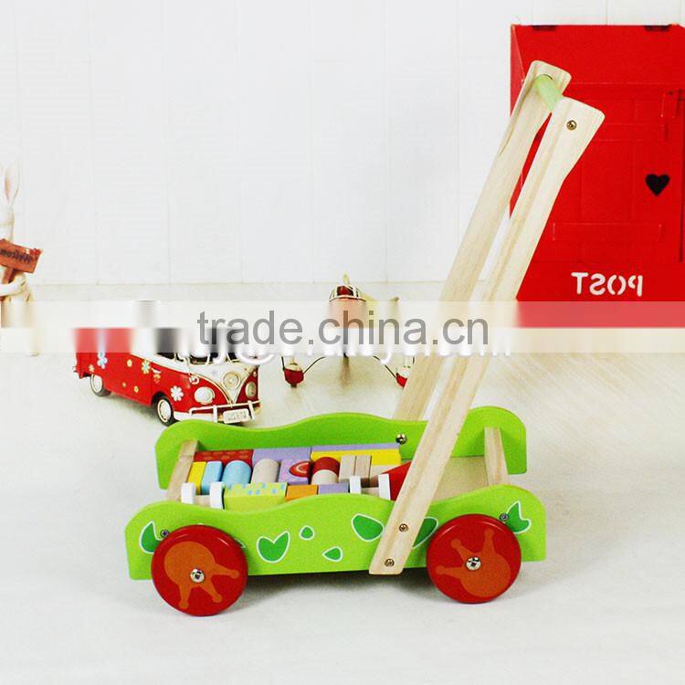 wholesale educational wooden baby activity walker funny toys wooden baby activity walker with building blocks W16E076