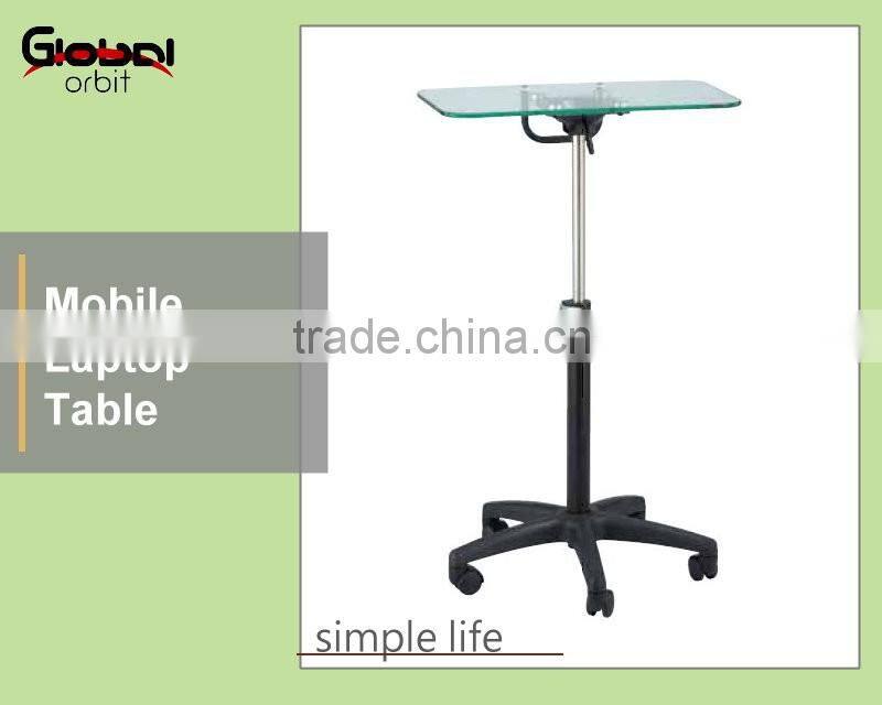 Black Laptop Cart, Computer Stand with Adjustable Table Top and Casters