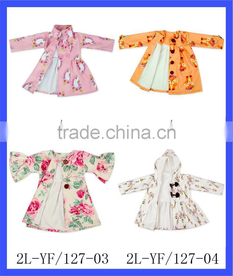 2017 New Pink Color Unicorn Prints Little Girls Coats Jackets High Collar Warm Cotton Kids Winter Jackets Whloesale Baby Jacket