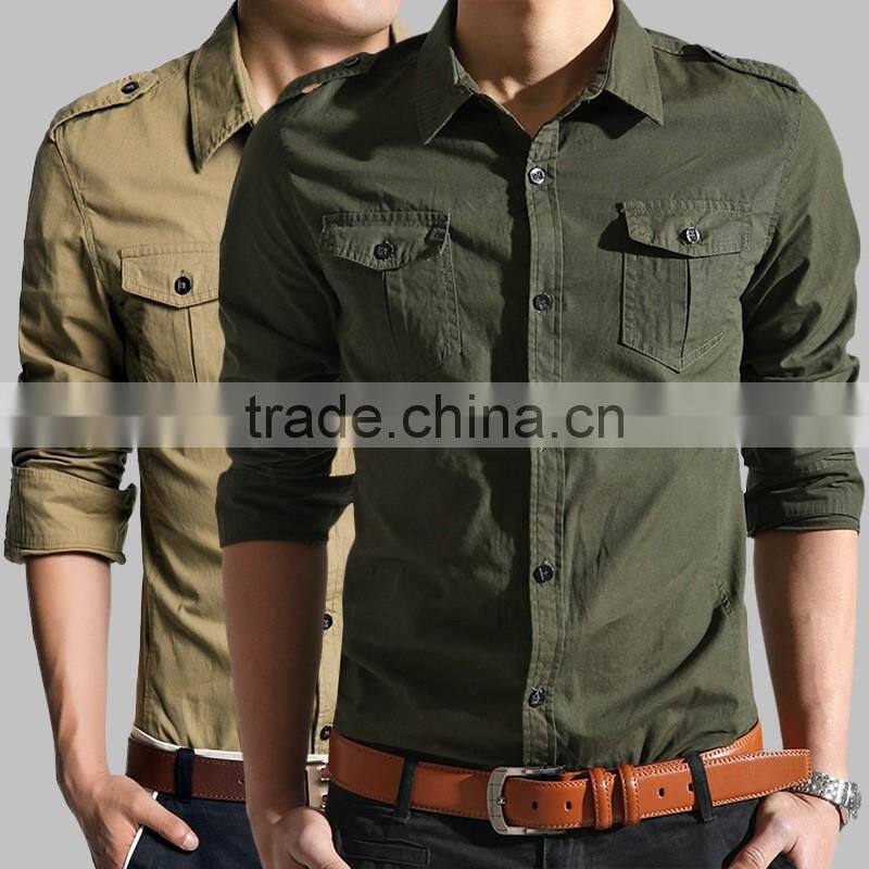 Military style dress shirt , 2016 Latest Shirts for men, 100% cotton western style dress shirt