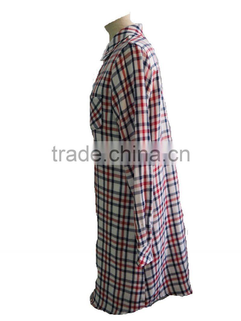 White with Multi-Colour tartan Plaid Soft Point Collar and Box Pleated Back Yoke Button Down Long Shirt