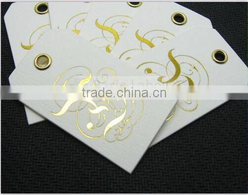 2016 High quality customized thick paper hang tags with gold foil logo