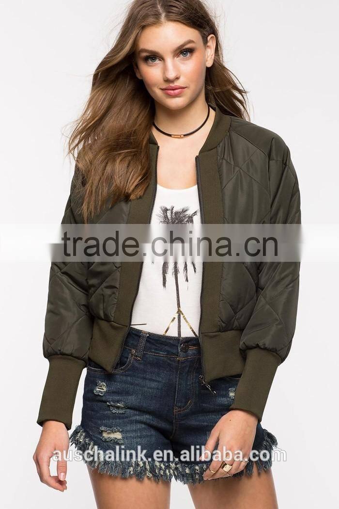 2016 outdoor custom lady quilted bomber jacket
