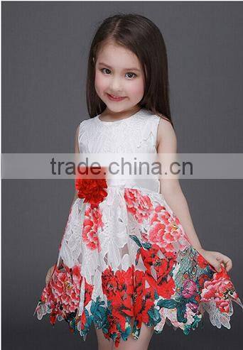2016 spring and summer baby girls print dress European and American foreign trade high-grade princess dress skirt