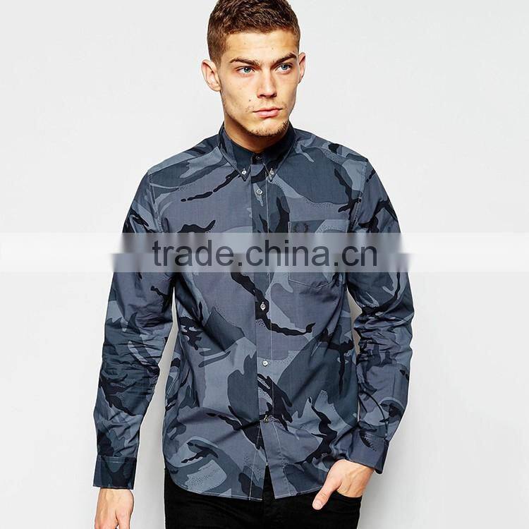Mens Cheap Flannel Shirt Wreath Shirt with Camo Print