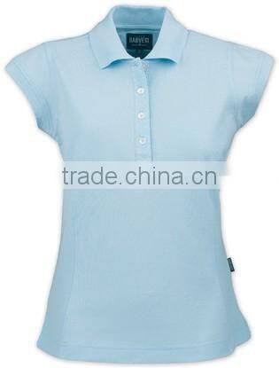 High Quality 100% Pique Cotton Plain Ladies Polo Shirt Cap Sleeve Polo Shirt Blank Slim Fit Womens Polo T-Shirt