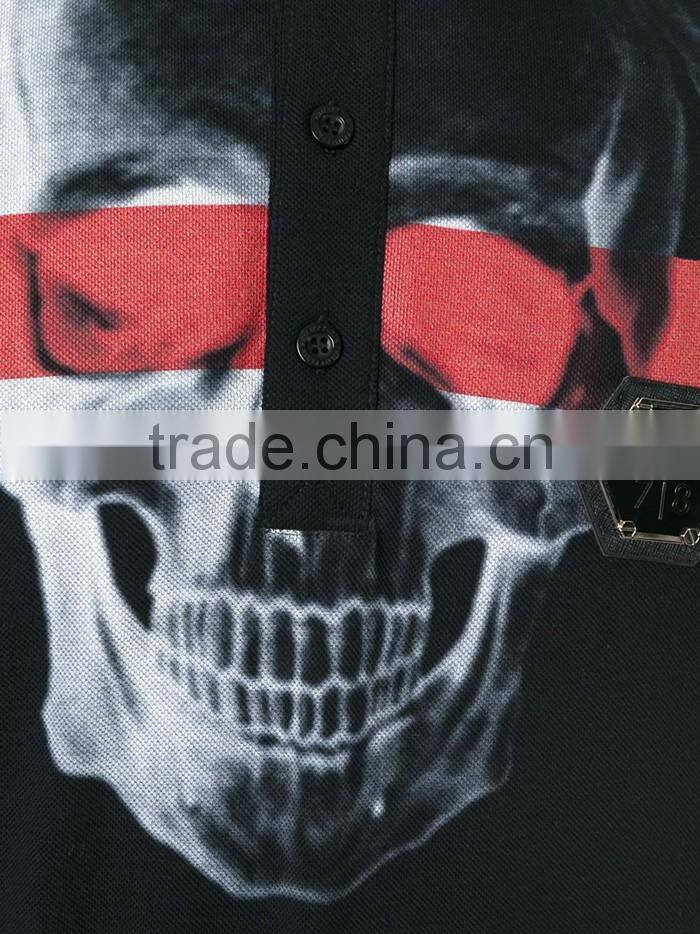 Mens skull 3D printed polo shirts customized logo in modern design