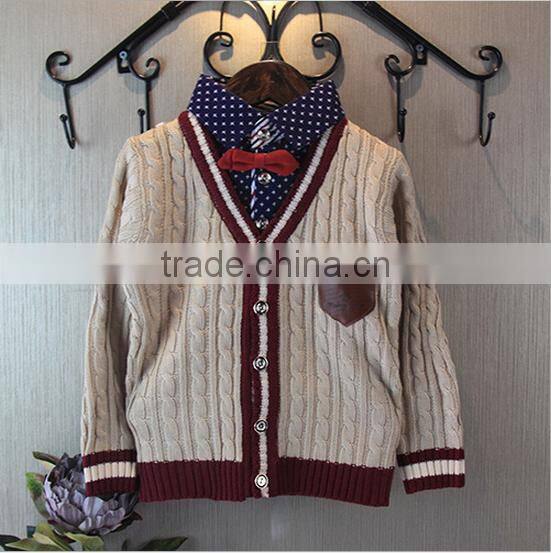 High quality cotton cardigan sweater sample design primary school uniform