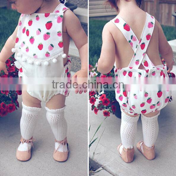 wholesale strawberry printing toddler romper summer babay clothes romper
