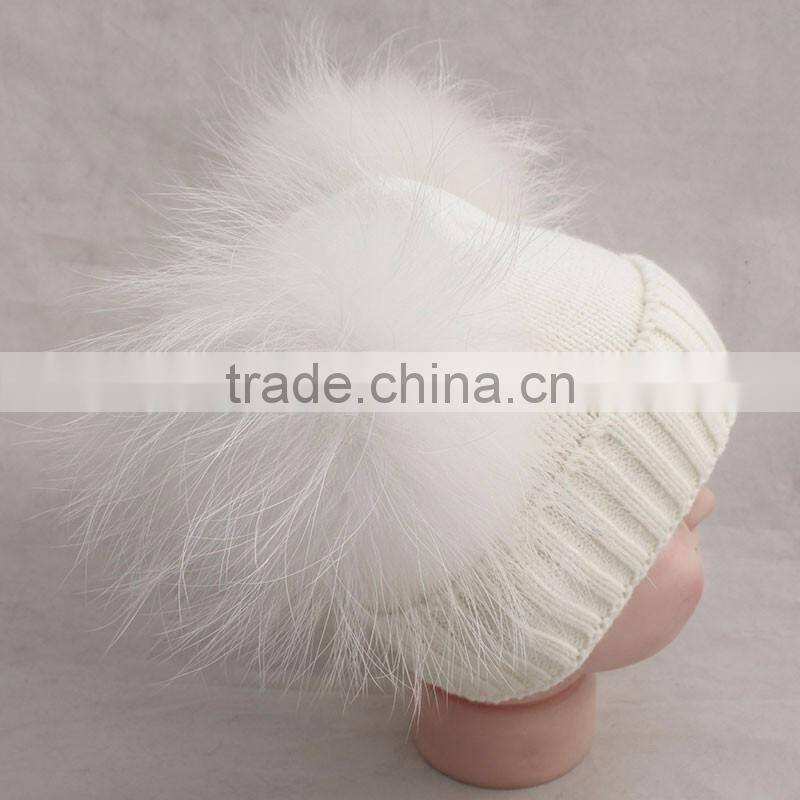 Myfur Christmas Kid Hat Girl Genuine Fur Pom Pom Children Crochet Winter Hat