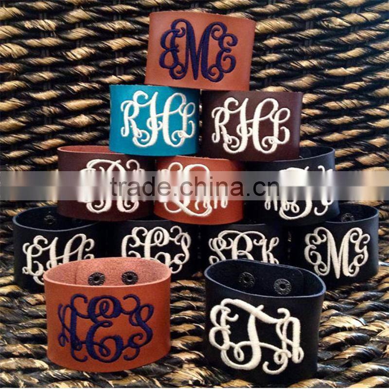 Hot Selling Personalized Monogram Leather Cuff
