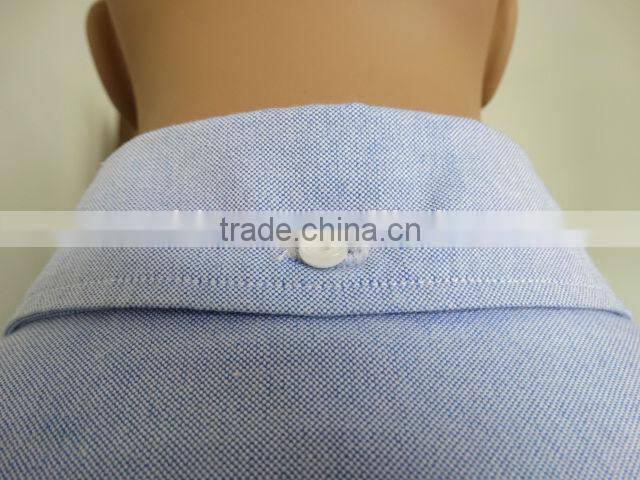 2016 100% washed cotton button up rolled collar long sleeve light blue oxford shirts for men