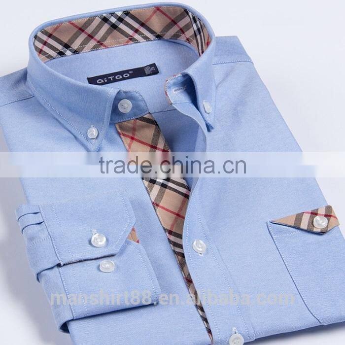 2017 high quality new fashion men button down contrast color oxford dress shirt