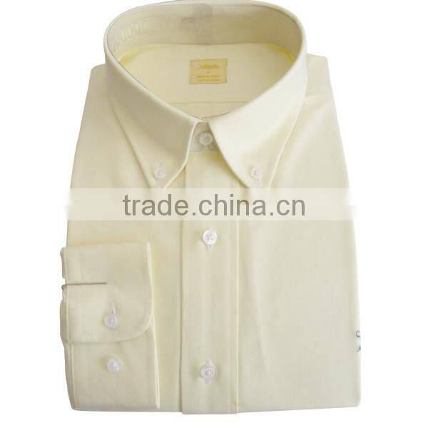 new men's light yellow oxford button-down collar dress shirt with long sleeve