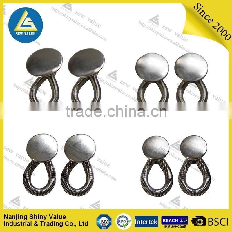 Mixed sizes packed metal collar button extenders with elastic in the spring