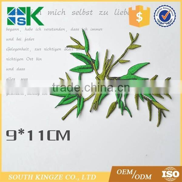 Chinese cheongsam style Green Bamboo Patch Embroidery Applique Sew On Patches Lace Fabric Motif