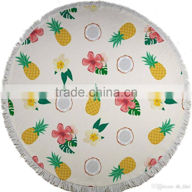 Custom design velour organic beach print towel round with tassels luxury style high quality best price