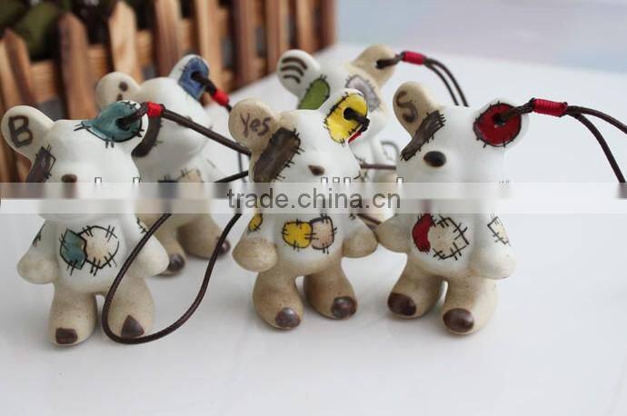 'Patch Bear' Promotion Gifts for Decorations Accessory,China Novelty Ceramic Mobile Charms,Promotional Mobile Phone Pendant