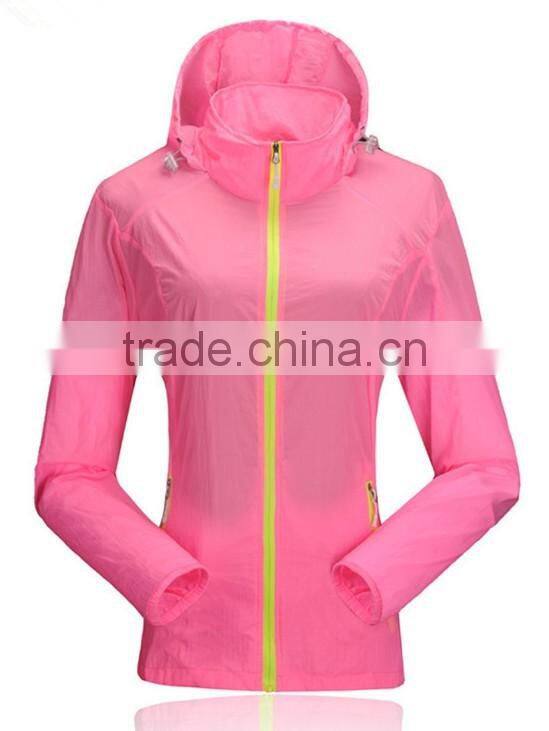 2016 Blue Quick Dry Hooded Mens Nylon Windbreaker