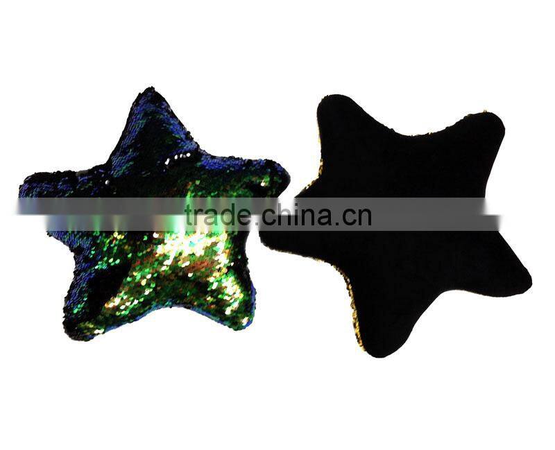 Newest Hot Selling Home Decorative Star Shaped Two-color Toned Reversible Sequin Pillows