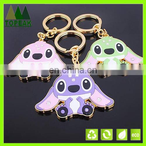Promation cute cartons rubber gift metal keychain key ringsr key chains