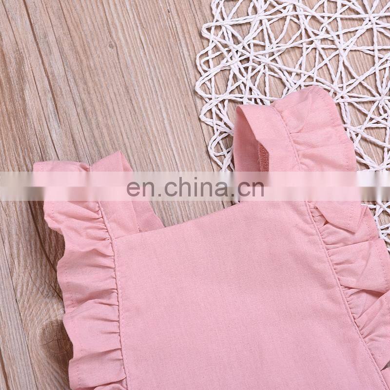 Baby Solid jumpsuit Toddler Girl sleeveless romper ruffle cloth for 0-2T