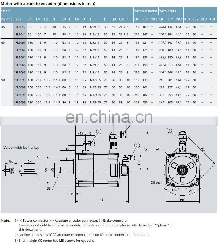 Germany Siemens SIMOTICS S-1FL6 servo motor 1FL6042-1AF61-0AA1