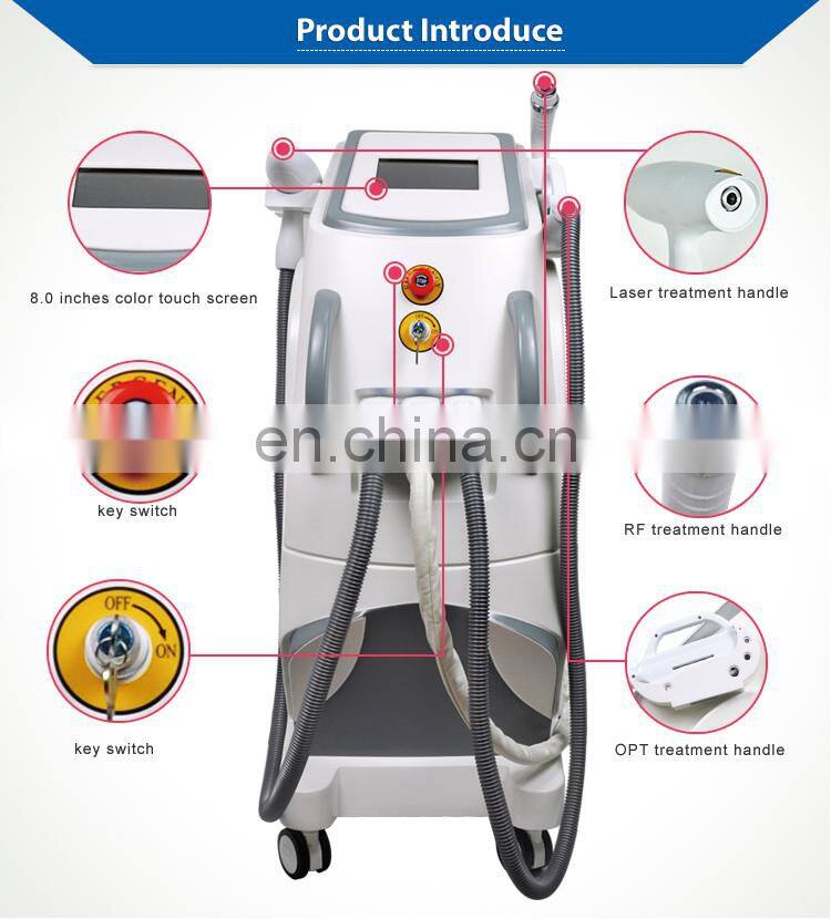 Multifunctional Beauty Equipment Cold System RF Skin Tightening IPL E-light SHR Hair Removal Laser Tattoo Removal Machine