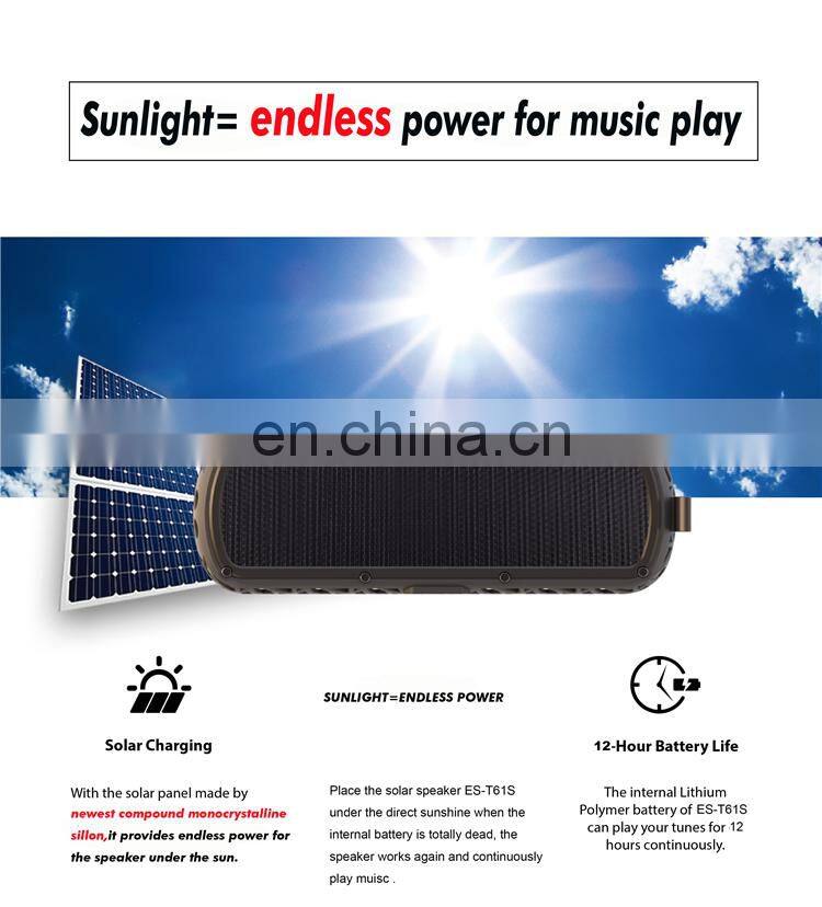 bluetooth speaker waterproof Solar speakers 5200mAh column speaker active Wireless Speaker