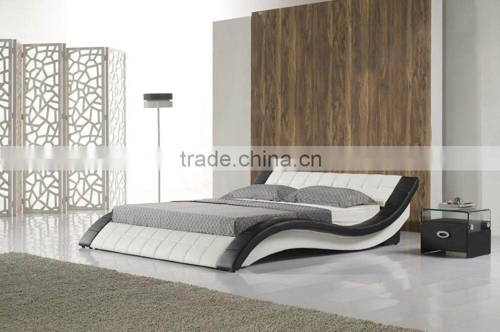 new design double fancy leather bedroom furniture