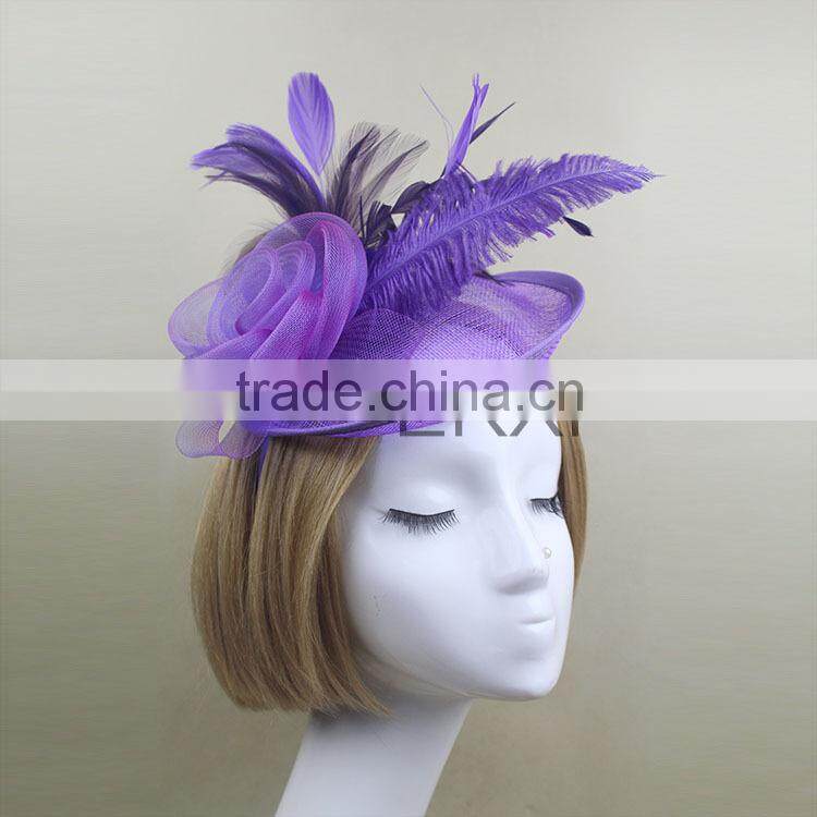 2015 Ladies Design Feather Fascinator Sinamay For Party/Races/Chuch