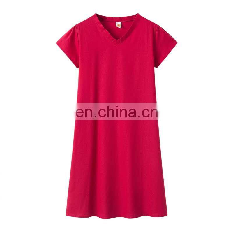 Custom LOGO Women Summer T-shirt Dresses Casual Loose Swing Flare Short Sleeve Beach V-neck Plus Size Tank Tops Dress S-5XL